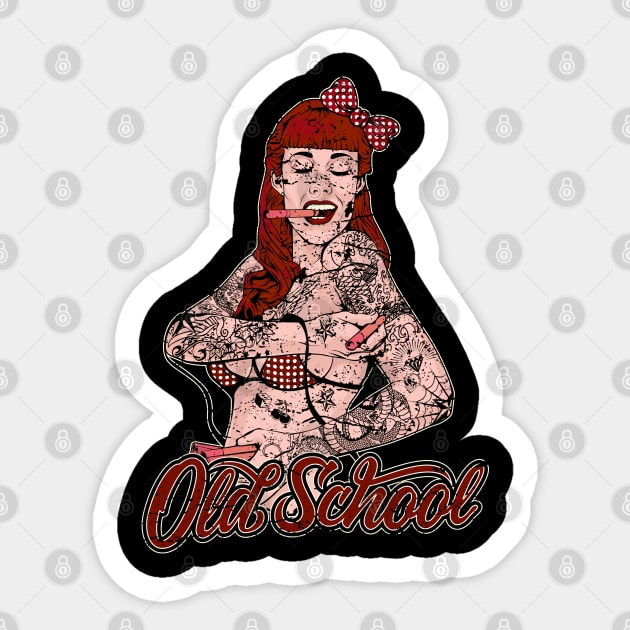 Old School Pinup Tattoo Sticker by RockabillyM